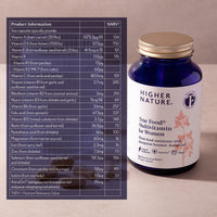 HIGHER NATURE Higher Nature Multivitamin for Women | Whole Food Multivitamin | 20 Essential Vitamins & Minerals | Vitamin C, D, K, B12, Iron, Zinc | True Food® Formula | UK Female Multivitamin | 60 Capsules