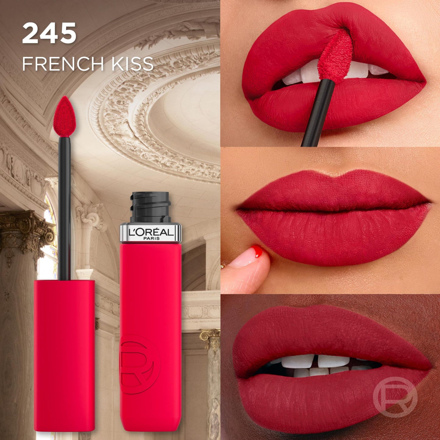 essie L'Oréal Paris Liquid Lipstick, Intense Colour, Longwear Matte Formula with Hyaluronic Acid, Transfer- and Smudge-Resistant, Infallible Matte Resistance, Shade: 245 French Kiss
