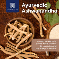 Healthspan Ashwagandha Mental Wellbeing Support | 60 Capsules | Supports Relaxation | 500mg KSM-66 Ashwagandha | Added Vitamins B6 & B12 | Ayurvedic | Vegan