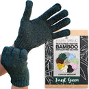 Temple Spring Exfoliating Glove, Carbonized Rayon Bamboo Body Scrubber, Loofah Exfoliating Mitt, Shower Scrubber Wash Cloth, Body Exfoliator Scrub, Loofa Shower Gloves Bath Sponge - Forest Green