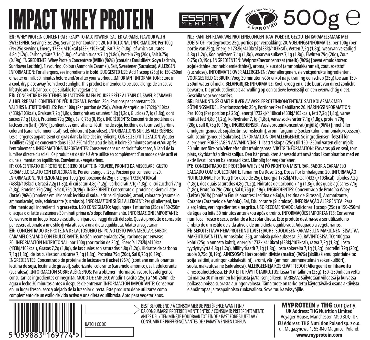 Myprotein MyProtein Impact Whey Protein - Salted Caramel - 500g
