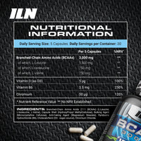 Iron Labs Nutrition ILN – BCAA Capsules 3000mg – 2:1:1 Amino Acid Supplements (150 Capsules – 1 Month Supply) – Vegetarian BCAA Tablets