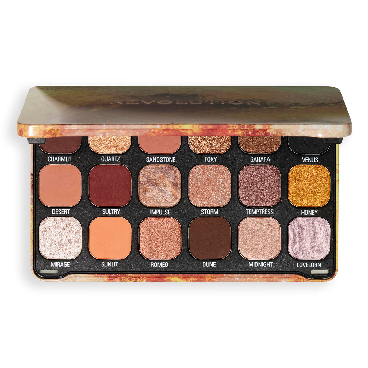 Revolution Beauty London Revolution Beauty, Forever Flawless Eyeshadow Palette, 18 Pigmented Makeup Shades of Mattes & Shimmers, Vegan & Cruelty-Free, Bronze Temptation