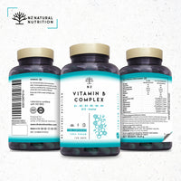 Vitamin B Complex High Strength. Vitamin B12, B9 (folic Acid), B7 (Biotin), B6, B5, B3, B2, B1,Inositol. Improves Mental Performance and Reduces Fatigue. 150 Capsules. Vegan. CE. N2 Natural Nutrition