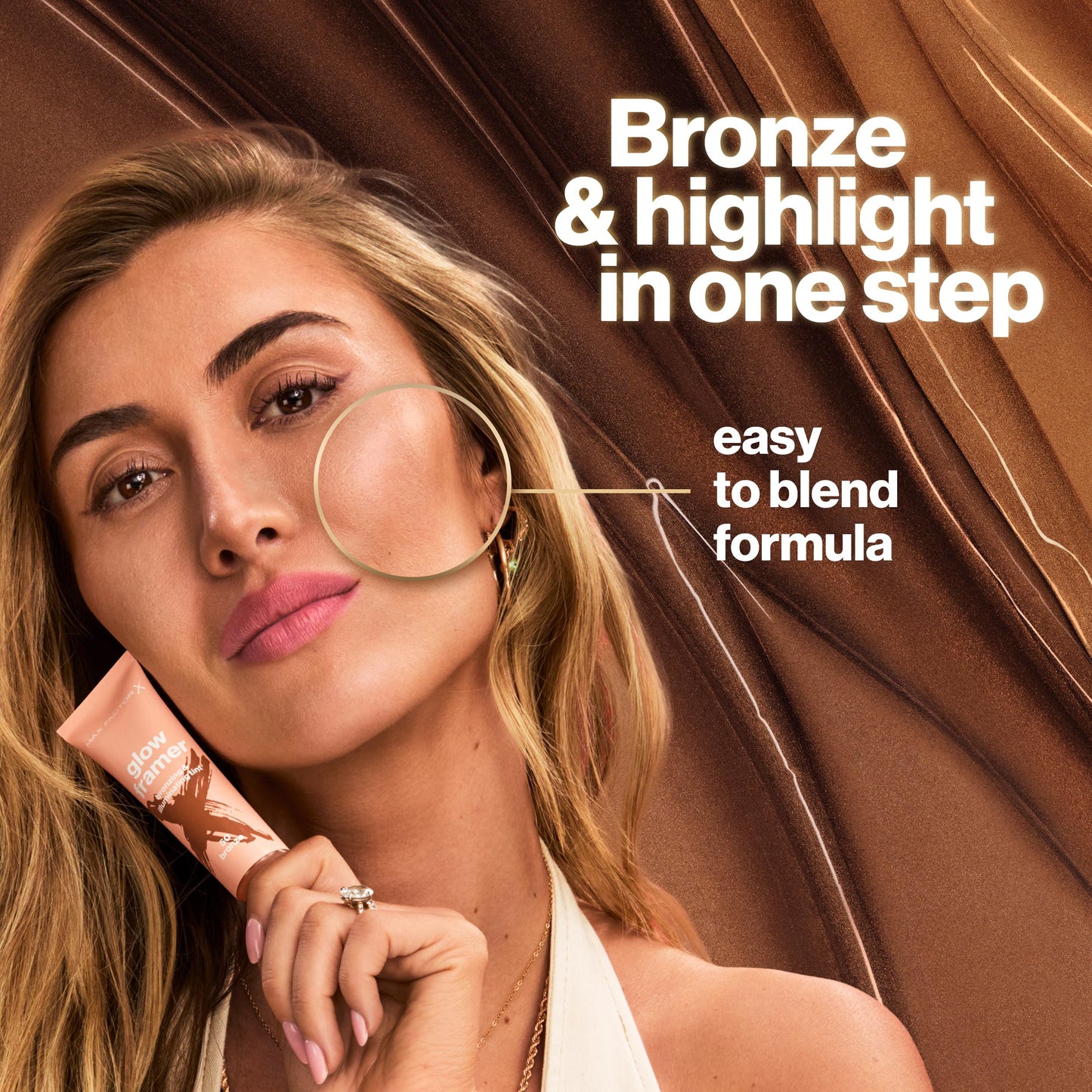 Max Factor Glow Framer, 60 Rich, Bronzing and Illuminating Tint, Blends contour and highlight, Soft Shimmers, Bronzing Pigments, Weightless, Easy to Blend Formula, 30ml