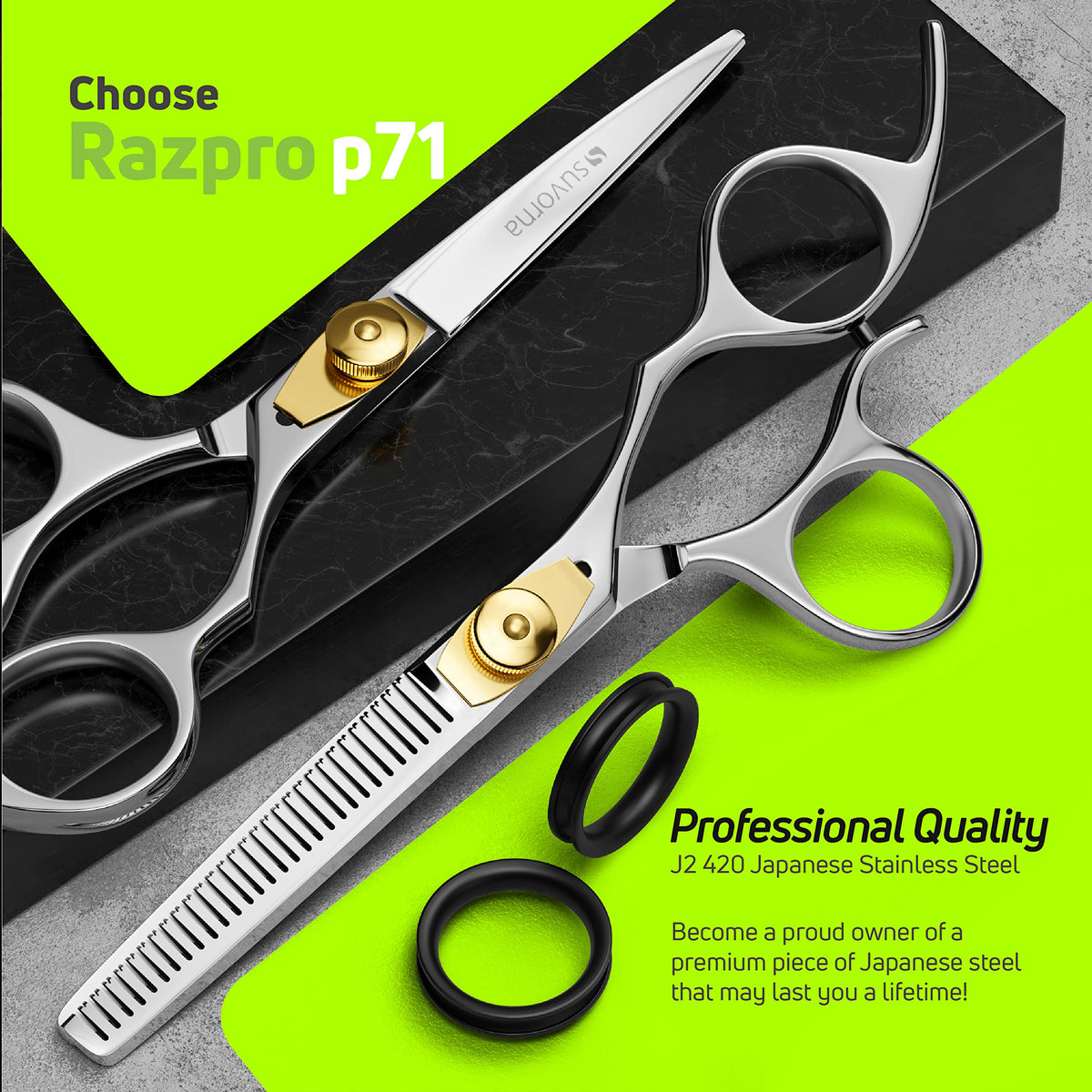 Suvorna 5.5" Hairdressing Scissors Professional with Thinning Scissors Hairdressing, Right Hand Hairdressers Scissors Set, Professional Hair Scissors, Hair Cutting Scissors, Barber Scissors (2 Pcs).