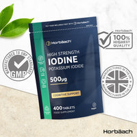 Horbäach Iodine Supplement 500mcg | 400 Vegan Tablets (1+ Year Supply) | High Strength Potassium Iodide | by Horbaach