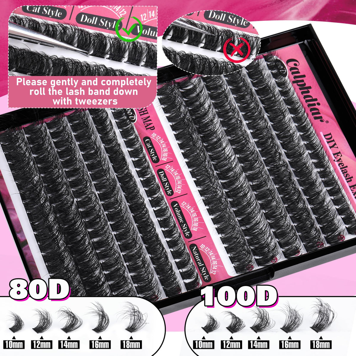 calphdiar Calphdiar Fluffy Individual Eyelashes 80D+100D Thick Cluster Lashes Wispy Lashes Individual Cluster D Curl Lash Clusters 10-18mm Russian Eyelash Clusters 234pcs Dramatic DIY Lash Extensions at Home