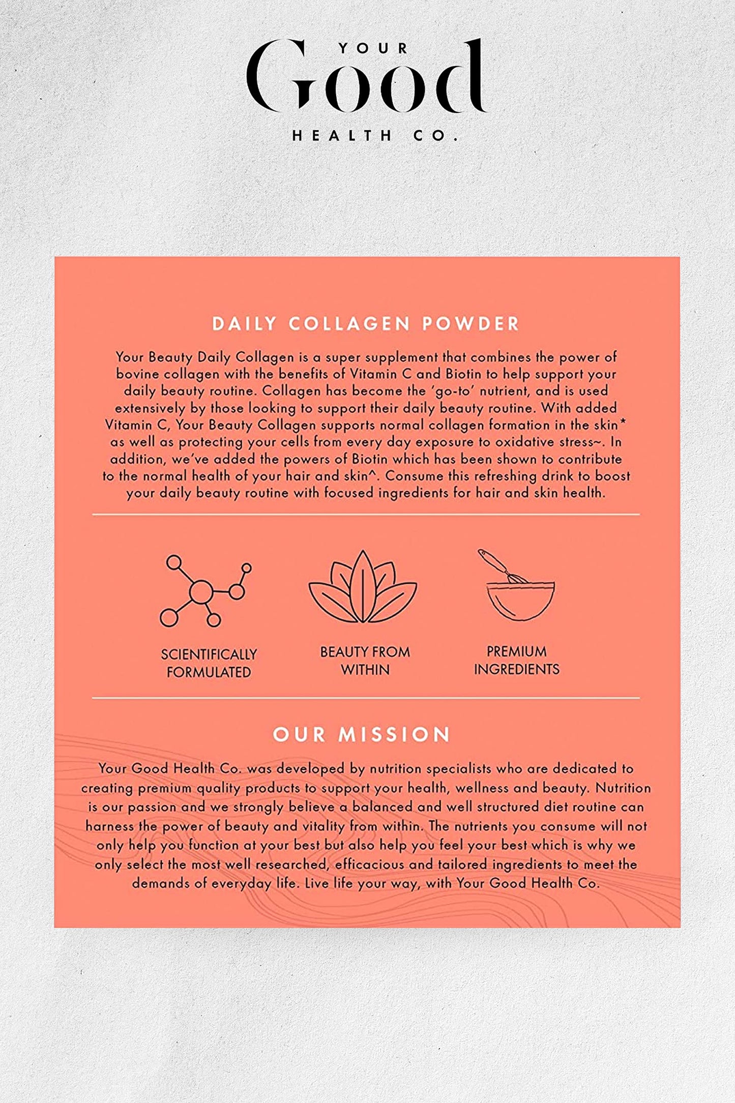 Your Good Health Co. – Your Beauty Premium Collagen Powder, Mixed Berry | 150g | 4,000mg Bovine Peptides | Vitamin C, Biotin – Supports Hair, Skin and Nails | 30 Day Supply