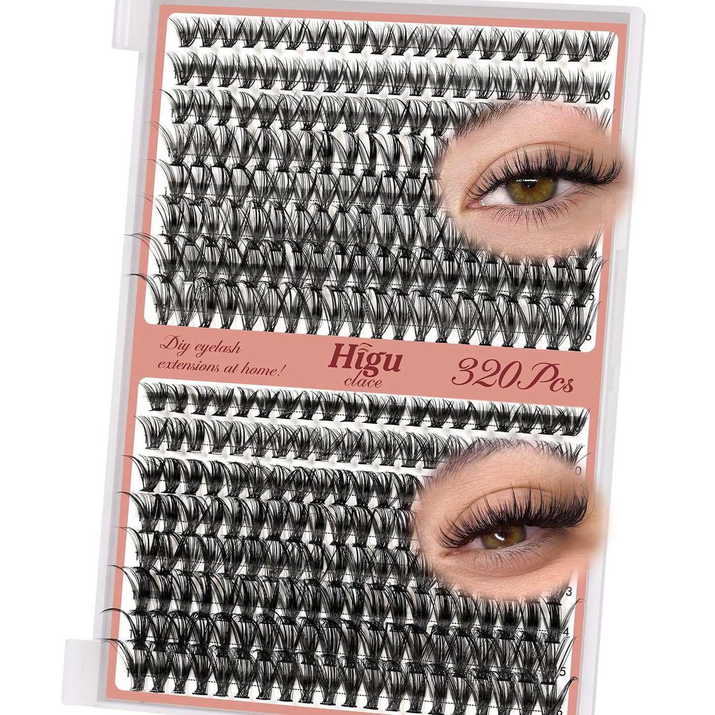 Higu clace Higu Clace Cluster Lashes 320PCS, Individual Eyelashes Mixed 9-16mm,Natural Lash Clusters Wispy Cluster Lashs,Eyelash Extensions Easy to Use at Home Eyelashes Clusters (30D+40D)
