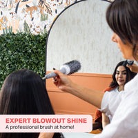 Olivia Garden Expert Blowout Shine – White & Grey - 80 - Ceramic Coated Round Brush for Smooth Blowout, Frizz-Free Hair & Radiant Shine