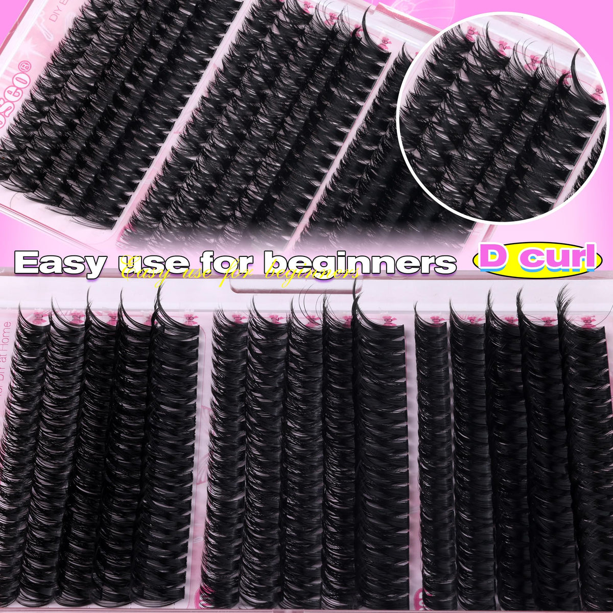 wiwoseo Individual Eyelashes Cluster Lashes Kit 60+80+100D 10-18MM