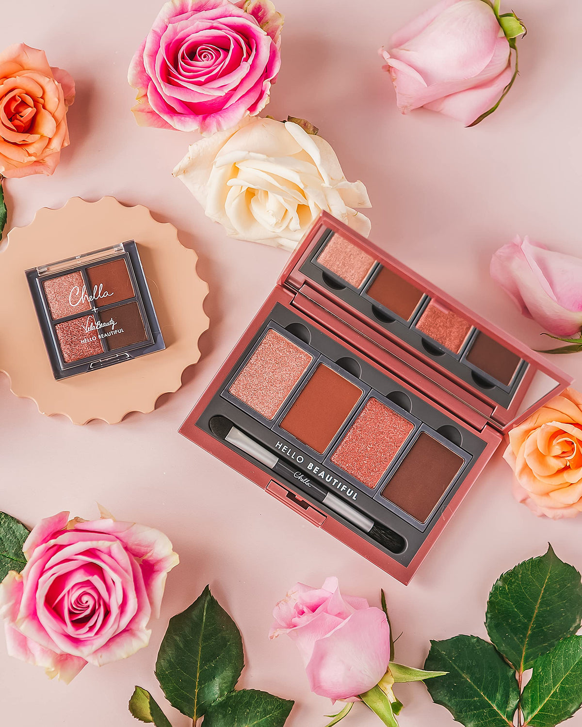 Chella Blushing Rose Eyeshadow Palette, Travel Size Mini Eyeshadow