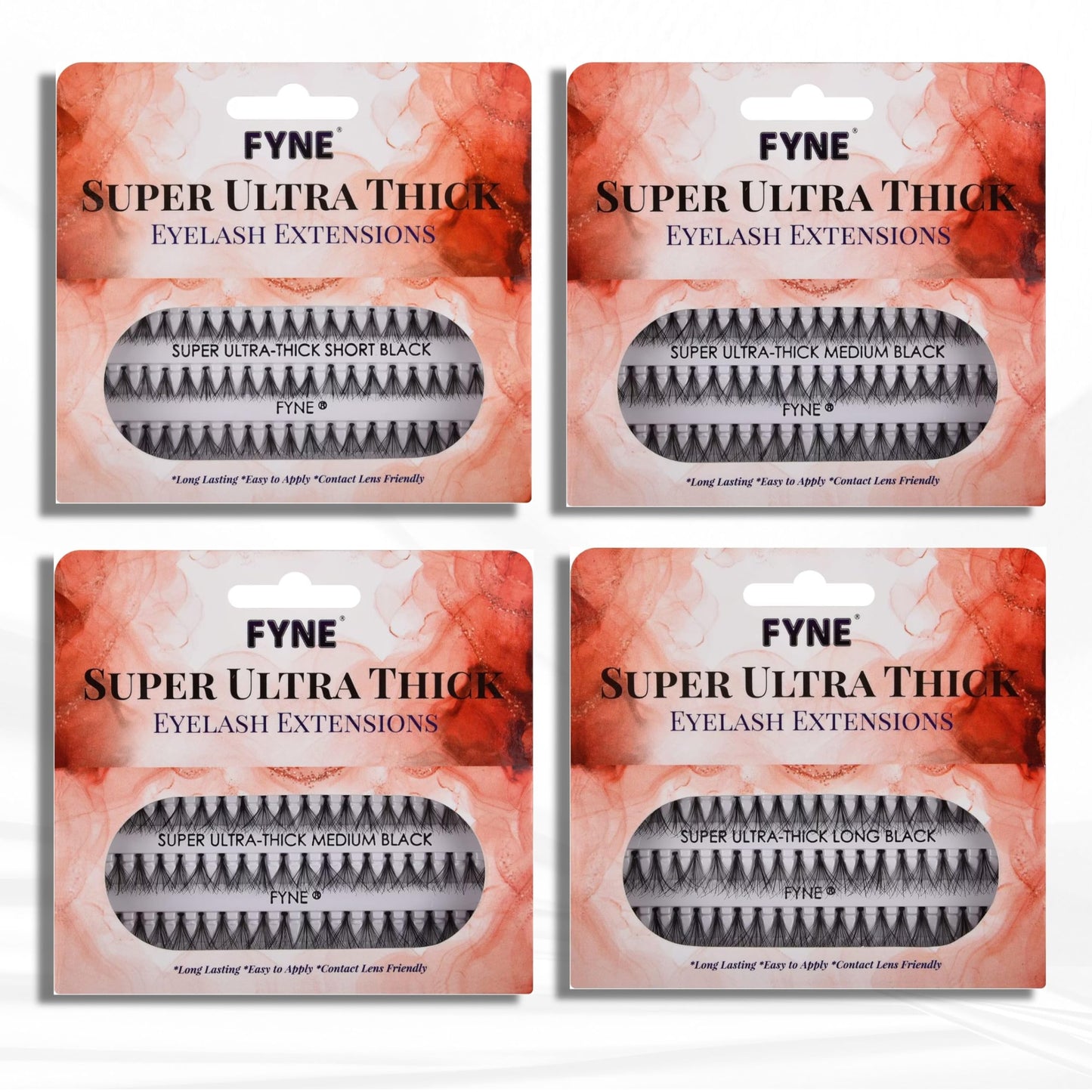 FYNE Super Ultra Thick Individual Eyelashes - 240 Eyelash Clusters - 8mm / 10mm / 12 mm Ultra Thick Natural Lashes - Volume Cluster Lashes - Durable False Eyelash Extensions - 4 Packs of Lashes