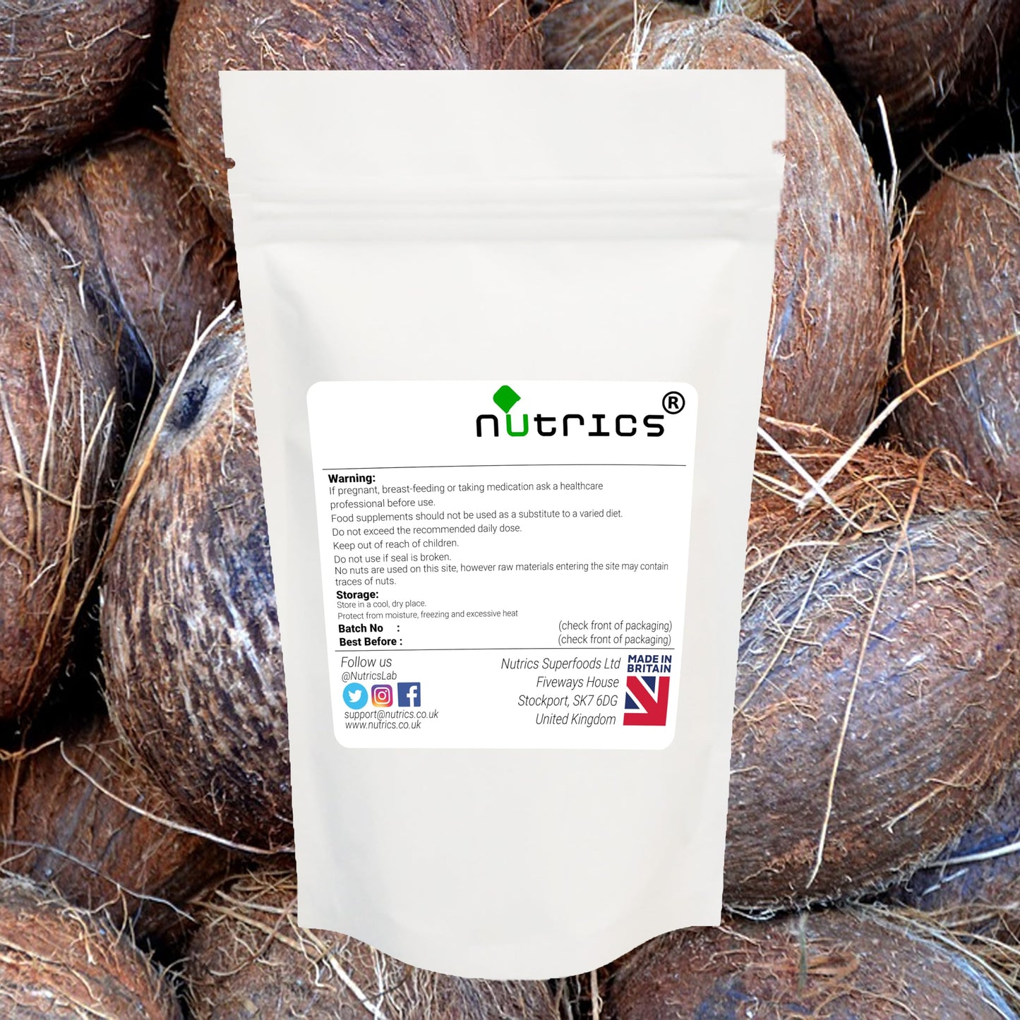 Nutrics® Coconut 300mg 100% Pure x 90 V Capsule (1 Month Supply) Cocos Nucifera - Suitable for Vegan Vegetarian Halal & Kosher