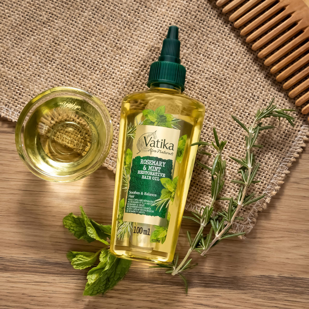 Vatika Naturals Vatika Afro Naturals Rosemary & Mint Restorative Hair Oil - 100 ml | Balances, Soothes, & Nurtures Hair With Natural Blend