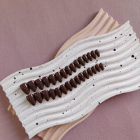 KQueenest 30 Pcs Acrylic Press on Nails Short Almond, Dark Brown False Nails Short Almond, Glossy Solid Color Stiletto Fake Nails Set, Reusable Natural Gel Stick on Nail for Women Finger Daily Wear