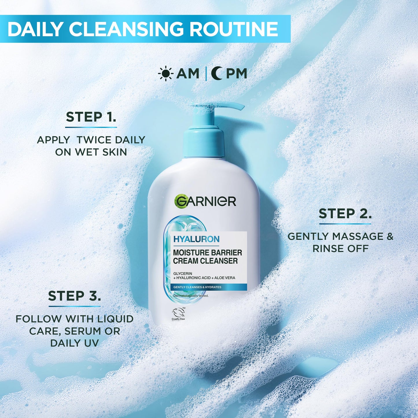 Garnier Hyaluron Barrier Protect Cream Cleanser, Removes Make-up, 250ml