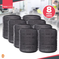 SOL 8PK Black Hair Rollers for Hair Volume | Self Holding Large Hair Rollers | Black Velcro Rollers for Hair | Hair Roller for Long Hair & Short Hair | Large Velcro Hairdressing Curler | Salon Hair Curler