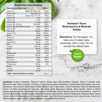 Horbäach Teen Multivitamin | 120 Vegan Tablets | One-a-Day Formula | 28 Nutrients with Biotin, Folic Acid, Iron, Vitamin C & B6 | Multivitamin Support for Teenage Boys & Girls | By Horbaach