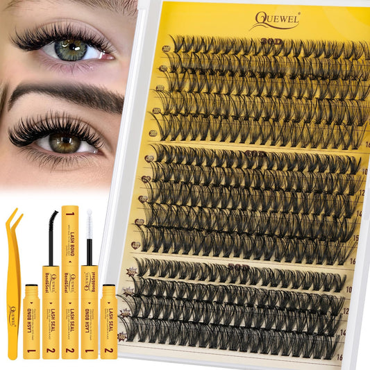 QUEWEL Clusters-Lashes Kit 30+40+50D Lash Clusters Mixed 10-16mm