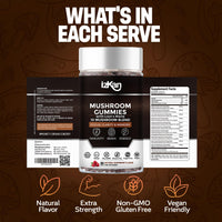 Izkan Mushroom Gummies Supplement 3000mg - 9 Mushrooms Gummies with Ashwagandha Supplement Promotes Nootropic Brain Supplement, Immune Support & Stress Relief - 60 Count (Halal, Gluten-Free, Vegan) (2)