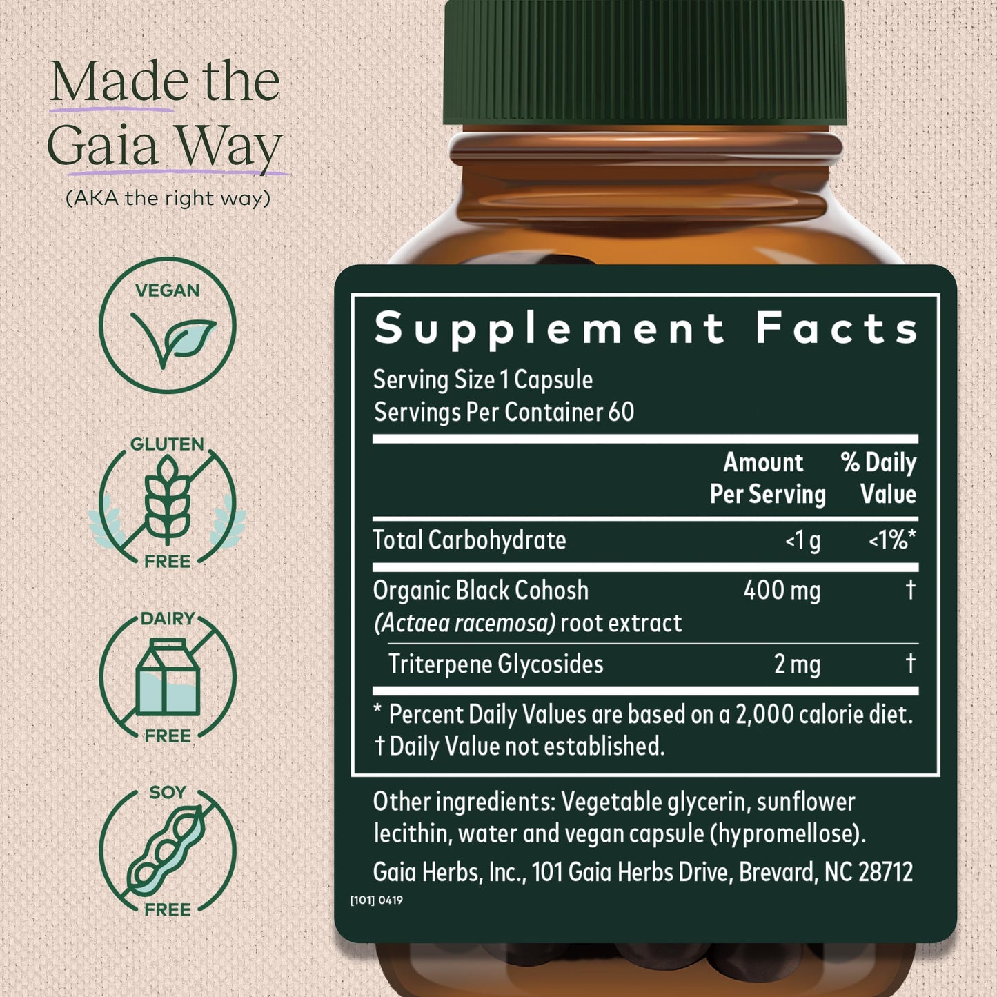 Gaia Herbs Black Cohosh - Menopause Support Supplement to Help Maintain Hormone Balance and Health for Women - with Organic Black Cohosh - 60 Vegan Liquid Phyto-Capsules (30-Day Supply)
