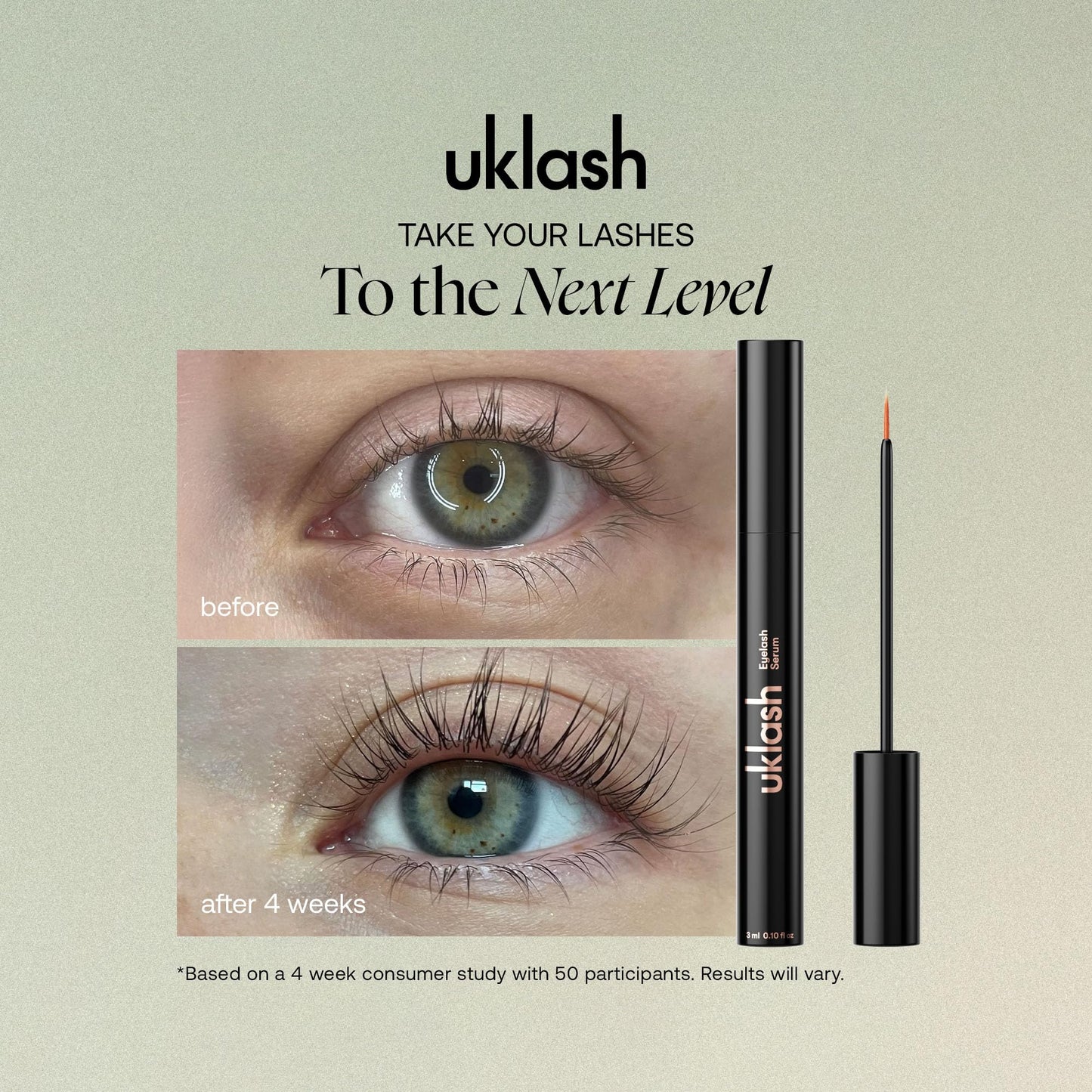 UKLASH Eyelash Growth Serum For Longer & Fuller Lashes - 3ml. Clinically Proven Formula for Naturally Longer Lashes and Extensions. Vegan & Cruelty-Free
