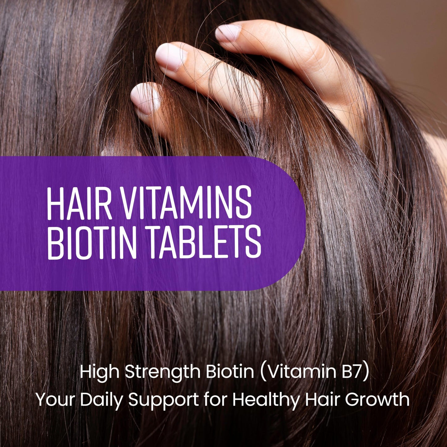 VitaBright Biotin Hair Growth Vitamins | 12000mcg | 400 D-Biotin Tablets with Coconut | Vegan Hair Vitamins for Women and Men | High Strength | Vitamin B7