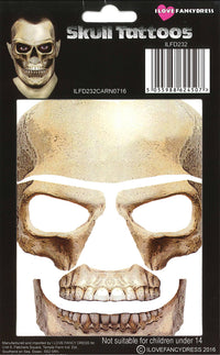 I LOVE FANCY DRESS SKULL FACE TATTOO TRANSFER KIT - HALLOWEEN SKELETON INSTANT FACEPAINT - PERFECT HALLOWEEN FANCY DRESS ACCESSORY