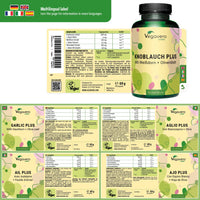 Vegavero Hawthorn Garlic Supplement | NO Additives | with Olive Leaf Extract | 4 mg Allicin | Lab-Tested & Non-GMO | 90 Capsules | Vegan