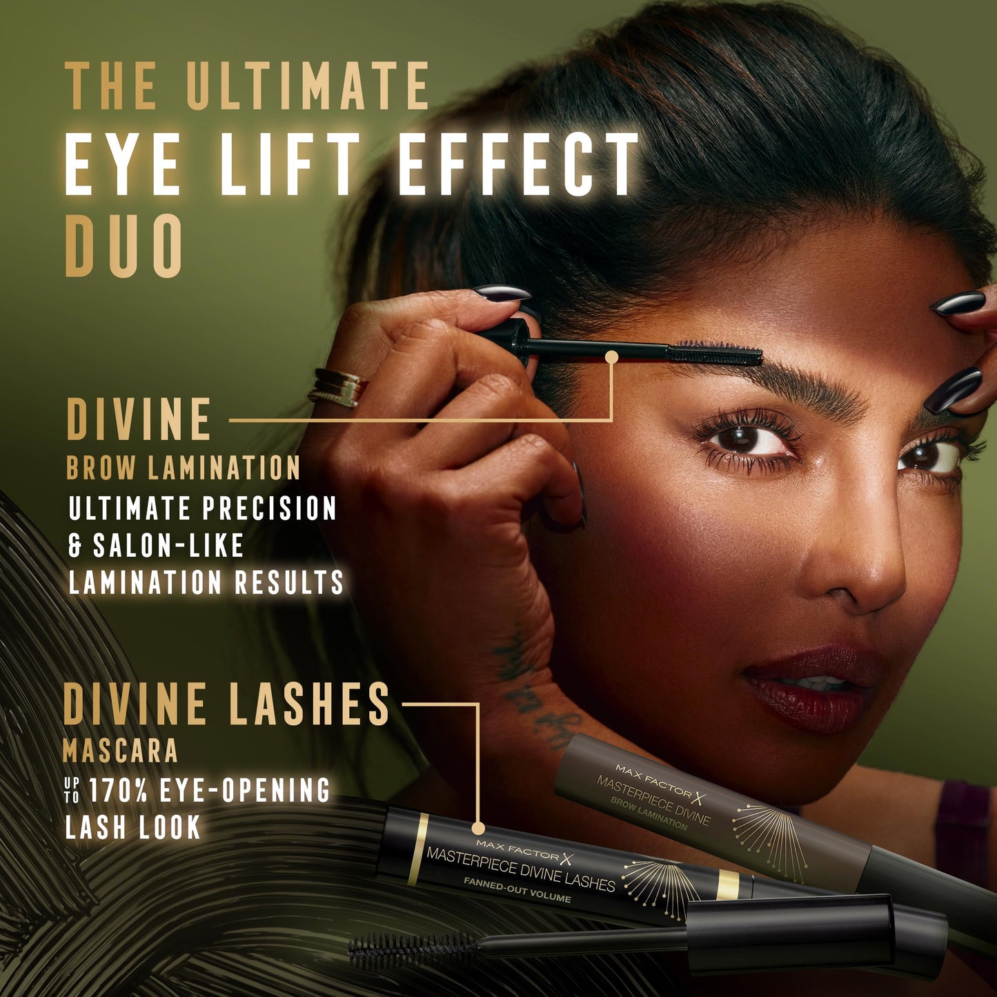 Max Factor Masterpiece Divine Brow Lamination Gel 001 Clear, 2-Sided Applicator, Salon-Like Lamination, Combs & Lifts, Non-Crunchy But Strong Hold, Eye Lift Effect, Ultimate Precision