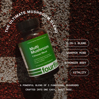 fourfive Multi Mushroom Supplement (10000mg) Ultimate Blend with Reishi, Lion's Mane, Chaga, Maitake & Shiitake, Optimum Daily Dose - 60 Capsules