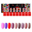 BLUESKY Bluesky Gel Nail Polish Set, 10 Year Anniversary - Full Collection. 9 x 5ml. Pink, Purple, Red, Mauve, Nude, Pastel, Fine Glitter (Requires curing under UV/LED Lamp)