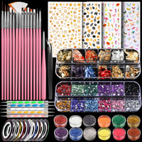 Teenitor Nail Art Kit with Nail Glitter, Nail Art Brushes & Nail Sticker for Gel Nails Art, Nail Gems Nail Accessories Tool for Teenage Girls, Nail Art Pens Nail Dotting Tool for Beginners