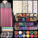 Teenitor Nail Art Kit with Nail Glitter, Nail Art Brushes & Nail Sticker for Gel Nails Art, Nail Gems Nail Accessories Tool for Teenage Girls, Nail Art Pens Nail Dotting Tool for Beginners