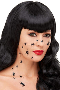 Smiffys Make-Up FX, Creepy Bug Transfers, Black 18pcs, Cosmetics and Disguises Fancy Dress, Halloween Dress Up Cosmetics & Disguises.