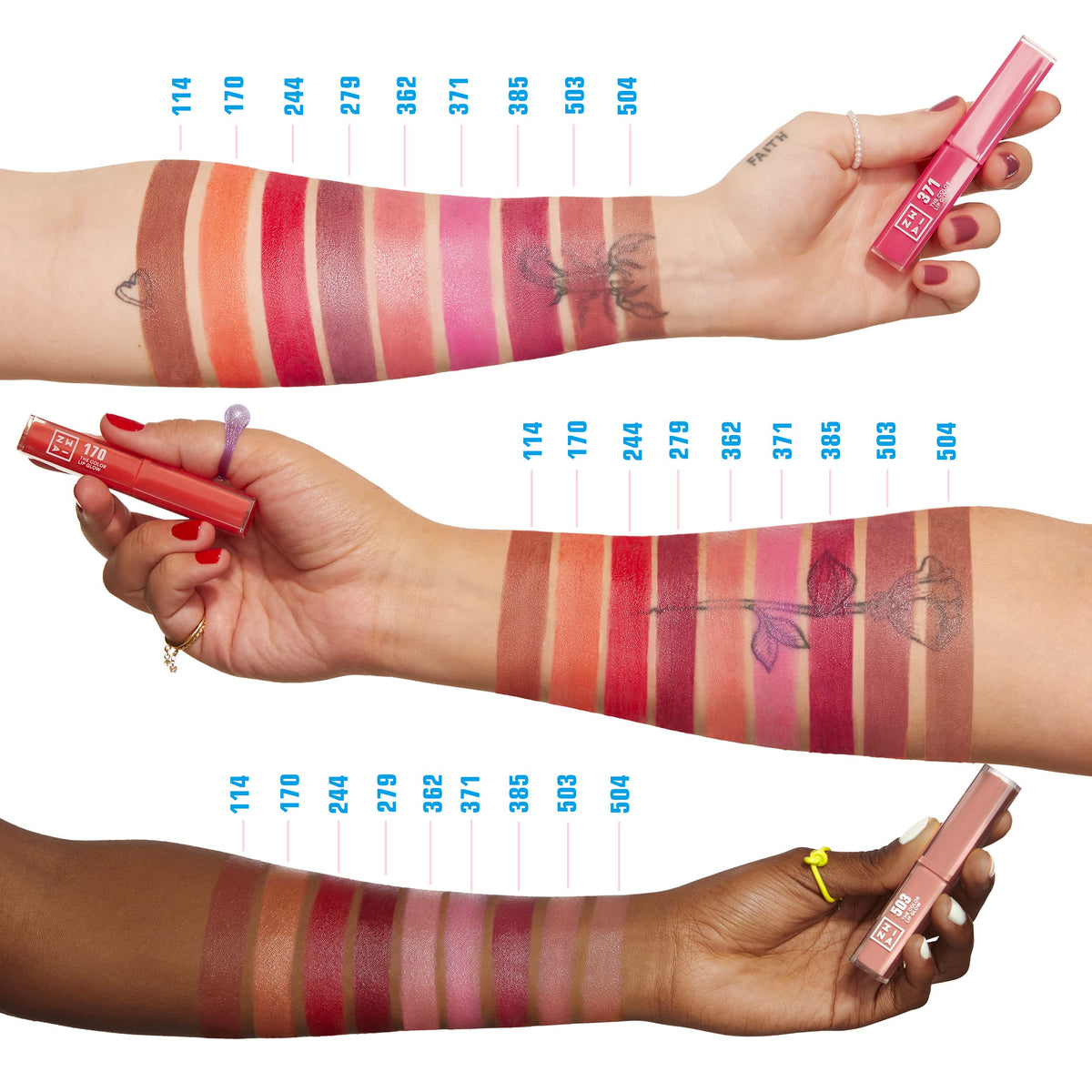3INA MAKEUP - The Color Lip Glow 385 - Berry Pink Colour Lip Balm with Shea Butter to Moisturise the Lips - Shiny and Glowy Colour Lipstick - Highly Pigmented Lip Colour