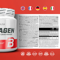BioTechUSA Collagen | Hyaluronic Acid and Collagen Complex | Added Vitamin C and E | Skin Wellness and Nourishment, 300 g, Black Raspberry