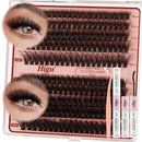 Higu clace Fluffy Cluster-Lashes Kit 60D+80D, Individual-EyeLashes Kit Mix 10-18mm, Volume Lash Cluster Kit D Curl, DIY Lash Extension Kit with Lash Bond and Seal and Lash Applicator at Home(60D+80D Mix10-18)