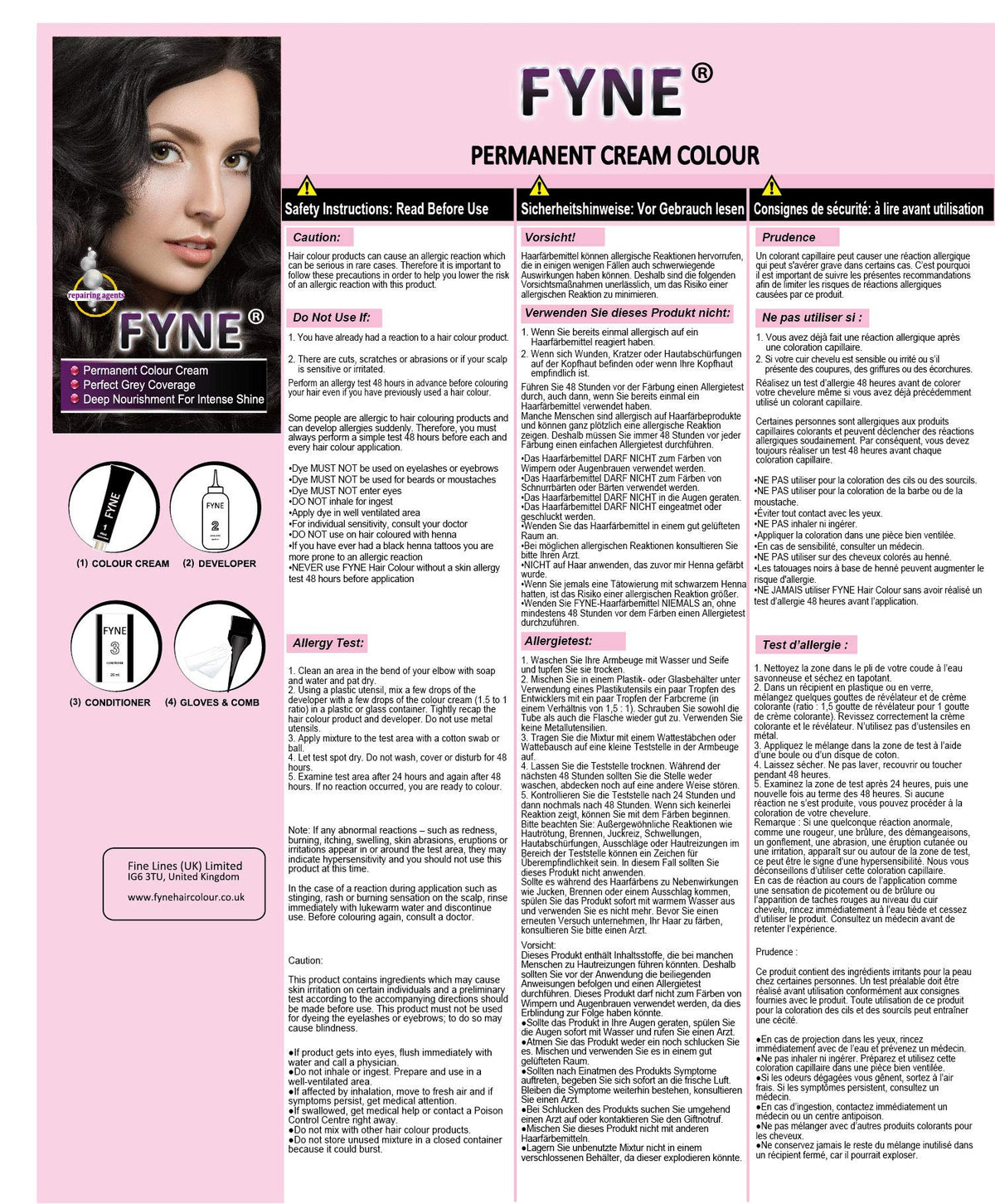 FYNE Jet Black Permanent Hair Dye for Women – Pack of 3 - Home Hair Colour Cream with Built-in Conditioner - Gentle, Long-Lasting, Suitable for All Hair Types - Achieve Salon-Quality Results at Home