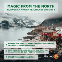 MÖLLER'S Moller’s ® | Möller's Total | Complete Daily Supplement | Nordic Omega-3 Dietary Supplement with EPA and DHA | Broad Spectrum of Vitamins and Minerals | Ginseng, Hawthorn & Golden Root | 56 Capsules