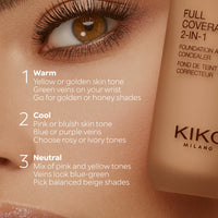 Kiko Milano KIKO Milano Full Coverage 2-In-1 Foundation & Concealer 36 N1, 2 In 1 Foundation And Concealer, Superior Coverage