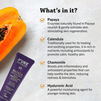 P'URE PAPAYA CARE Face Lotion & Neck Cream 50ml - Vegan Face Moisturiser - Papaya Enzymes, Bergamot, Calendula Cream, Hyaluronic Acid, Vitamin E Face Cream - Natural Facial Moisturising Lotion