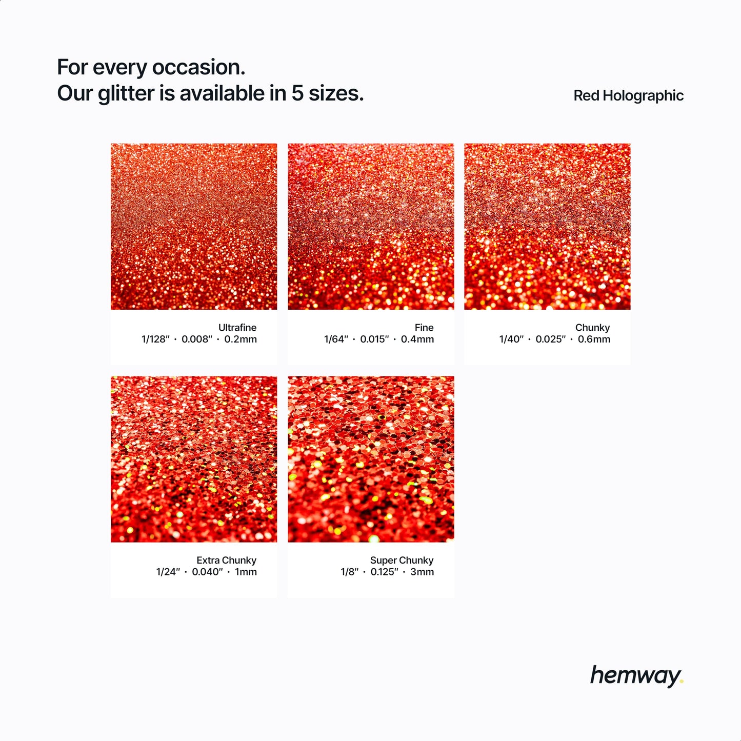 Hemway Biodegradable Glitter Eco Friendly - 100g/3.5oz Bio Cosmetic Safe Sparkle Vegan for Face Eyeshadow Body Hair Festival Makeup Craft - Fine (1/64" 0.015" 0.4mm) - Red Holographic