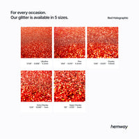 Hemway Biodegradable Glitter Eco Friendly - 100g/3.5oz Bio Cosmetic Safe Sparkle Vegan for Face Eyeshadow Body Hair Festival Makeup Craft - Fine (1/64" 0.015" 0.4mm) - Red Holographic