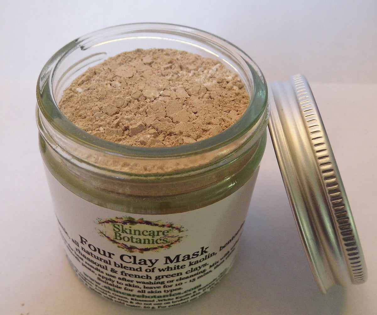 Skincare Botanics All Natural & Organic Four Clay Mask | made with the highest grade, natural clays sourced from around the globe | deeply cleanses, de-toxes, clarifies, soothes & tones | with Rhassoul, Kaolin, Bentonite & French Green Clays