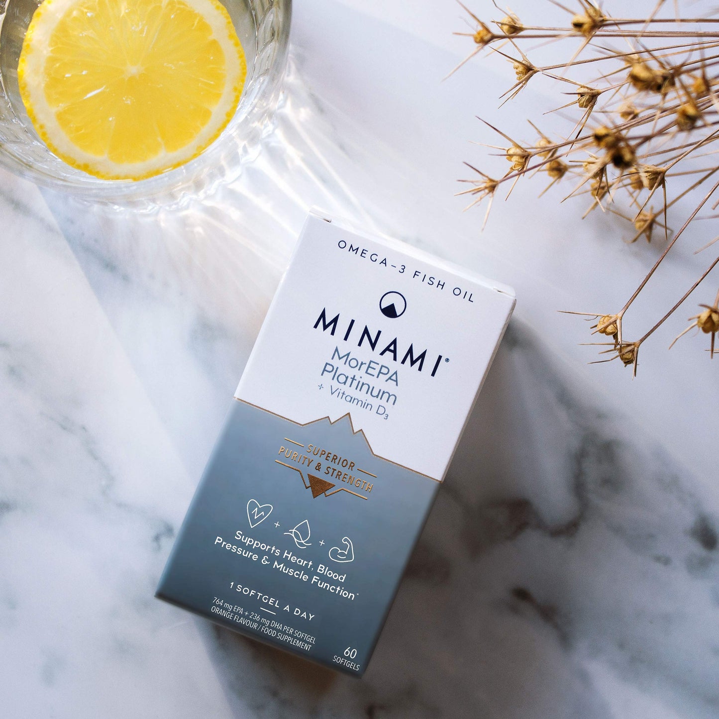 MINAMI - Omega-3 Fish Oil - MorEPA Platinum + Vitamin D3-60 Softgels