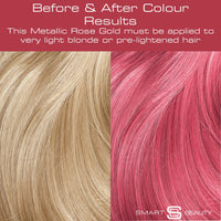 Metallic Rose Gold Hair Dye Demi-Permanent, Toner for Bleached Hair, Anti-Breakage Plex Hair Care, Vegan Hair Dye, Cruelty-Free, Grey Coverage, Rose Hair Colour, by Smart Beauty (pack of 3)