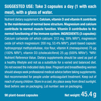Laboratoires Nutrimea Calcium Supplement - Magnesium, Vitamin D3 and K2 Formula - 90 Vegetarian Capsules - Easy to Swallow - Daily Mineral Formula - French Expertise - Nutrimea